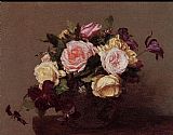 Henri Fantin-latour Wall Art - Roses and Clematis